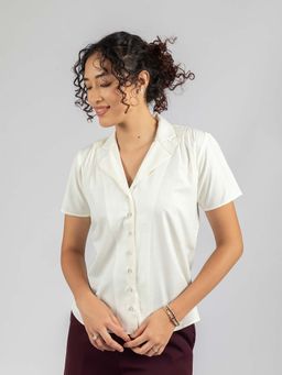 Torsha - Off White Cuban White Shirt for Women