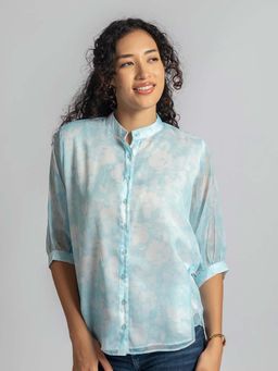 Torsha - Blue Sheer Shirt with Inner