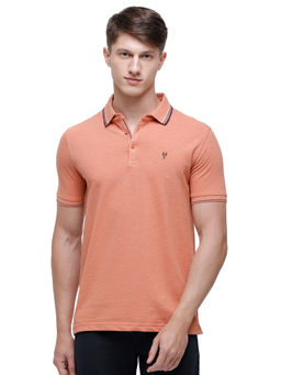 Classic Polo - Men Cotton Solid Half Sleeve Slim Fit Polo Neck Light Orange Color T-Shirt