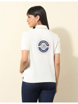 U.S. POLO ASSN. - Boxy Fit Printed Polo T-Shirt White