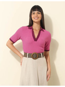 U.S. POLO ASSN. - Regular Fit Textured Polo T-Shirt Pink