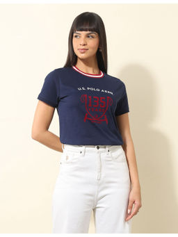 U.S. POLO ASSN. - Regular Fit Brand Printed T-Shirt Navy Blue