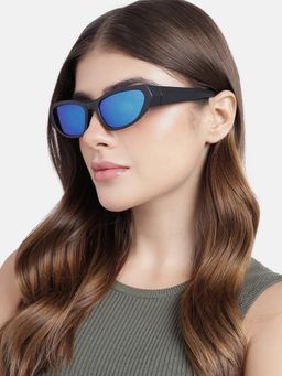 Carlton London - Women UV Protected Blue Lens Rectangle Sunglasses (55)