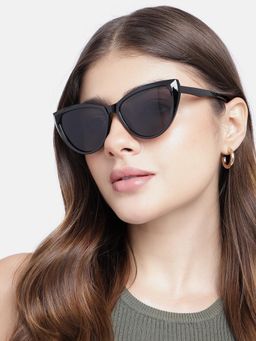 Carlton London - Women UV Protected Black Lens Cat Eye Sunglasses (55)