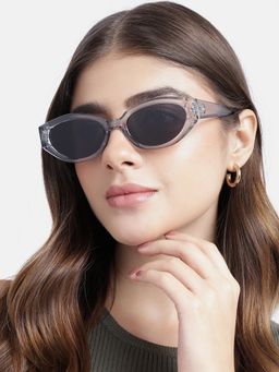 Carlton London - Women UV Protected Black Lens Oval Sunglasses (54)