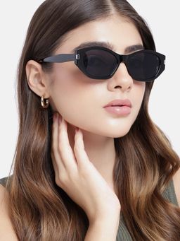 Carlton London - Women UV Protected Black Lens Oval Sunglasses (55)