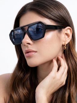 Carlton London - Unisex UV Protected Blue Lens Hexagon Sunglasses (51)