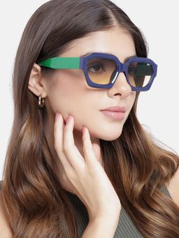 Carlton London - Women UV Protected Blue Lens Hexagon Sunglasses (54)