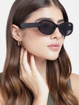 Carlton London - Women UV Protected Black Lens Oval Sunglasses (54)