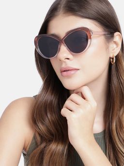 Carlton London - Women UV Protected Black Lens Oval Sunglasses (55)
