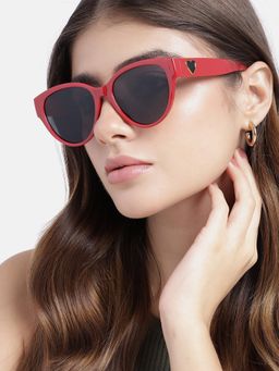 Carlton London - Women UV Protected Black Lens Oval Sunglasses (54)