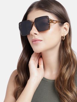 Carlton London - Women UV Protected Black Lens Square Sunglasses (58)
