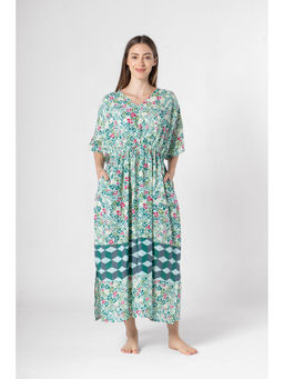SAY - Women Printed Pure Cotton Maxi Nightdress