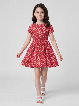 R&B - Girls Red Viscose Blend Dress