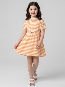 R&B - Girls Orange Pure Cotton Dress