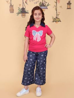 Cutecumber - Girls Pink Cotton Top, Pant