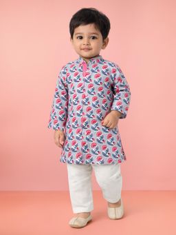Vastramay - Boys Grey Cotton Kurta with Pyjama