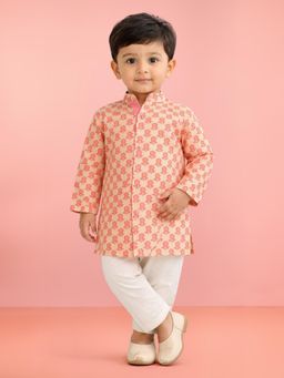 Vastramay - Boys Peach Cotton Kurta with Pyjama