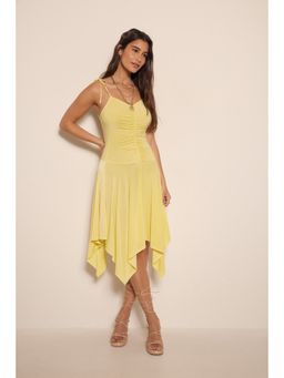 NA-KD - Frill Detail Asymmetric Mini Dress-yellow