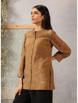 Lakshita - Women Brown Viscose Embroidered Shirt