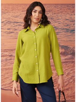 Lakshita - Women Green Cotton Blend Solid Shirt