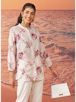 Lakshita - Women Pink Schiffli Printed Shirt