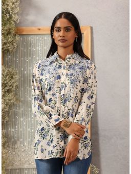 Lakshita - Women Navy Blue Moss Crepe Printed Shirt