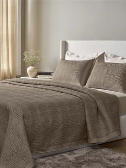 SANSAAR A D'DECOR BRAND LIVE CONSCIOUSLY - King Bedsheet with Pillow Cover Mosaic-Greige