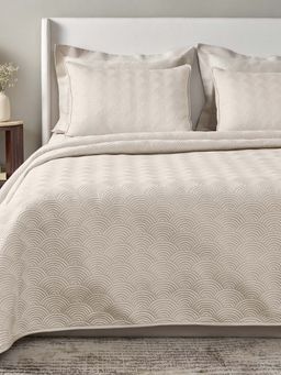 SANSAAR A D'DECOR BRAND LIVE CONSCIOUSLY - King Bedsheet with Pillow Cover Scallop-Marshmallow