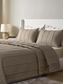 SANSAAR A D'DECOR BRAND LIVE CONSCIOUSLY - King Bedsheet with Pillow Cover Vortex-Greige