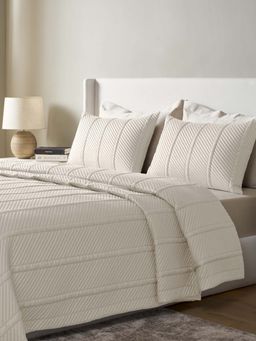 SANSAAR A D'DECOR BRAND LIVE CONSCIOUSLY - King Bedsheet with Pillow Cover Vortex-Marshmallow