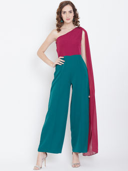 Dodo & Moa - Women Multi Color Colorblock Western Wear Jumpsuit