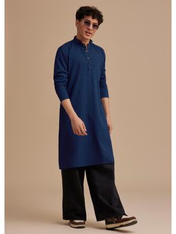 KALKI FASHION - Blue Cotton Printed Kurta with Pant (Set of 2)