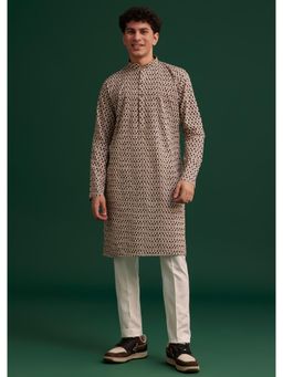 KALKI FASHION - Black Jaipuri Cotton Block Printed Kurta with Pant (Set of 2)