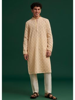 KALKI FASHION - Yellow Georgette Embroidered Kurta with Pant (Set of 2)