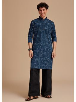 KALKI FASHION - Blue Cotton Micro Printed Kurta with Pant (Set of 2)