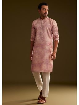 KALKI FASHION - Pink Silk Abstract Printed Kurta with Pant (Set of 2)