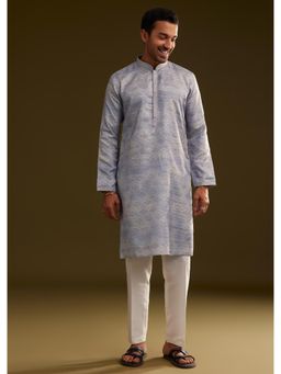 KALKI FASHION - Light Lilac Silk Printed Kurta with Pant (Set of 2)