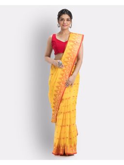 Angoshobha - Handloom Pure Cotton Tant Saree In Yellow
