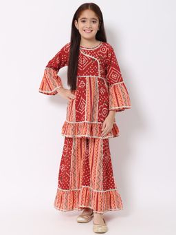 Readiprint - Girls Cotton Maroon Kurti with Sharara (Set of 2)