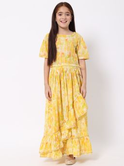 Readiprint - Straight Cotton Yellow Printed Lehenga and Choli (Set of 2)