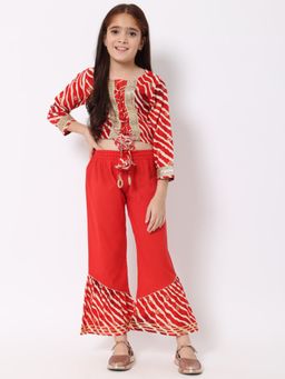 Readiprint - Straight Style Rayon Fabric Red Printed Top and Pant (Set of 2)