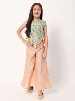 Readiprint - Straight Style Organza Fabric Green Top and Palazzo (Set of 2)