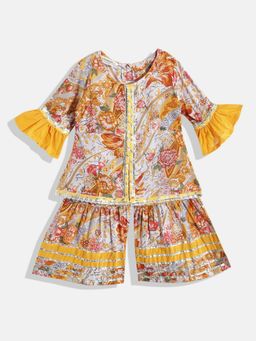Readiprint - A-Line Style Cotton Fabric Mustard Kurti and Sharara (Set of 2)