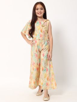 Readiprint - Straight Style Art Silk Fabric Cream Top and Palazzo (Set of 2)