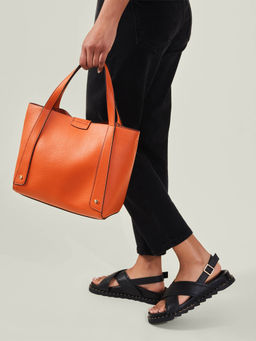 Accessorize London - Women's Orange Evie Handbag with Detachable Strap Bag with Detachable Strap