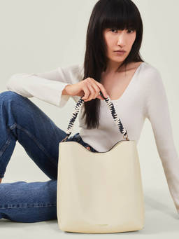 Accessorize London - Women's Cream 'rope Strap Shoulder Bag