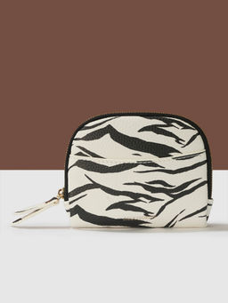 Accessorize London - Women's White Zebra Print Coin Pouch