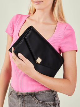Accessorize London - Women's Black Oversized Clutch