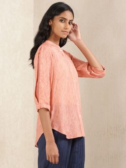 Ritu Kumar - Peach Printed Silk Shirt